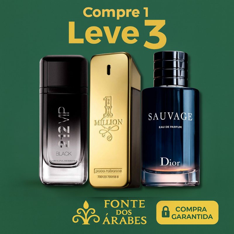 PROMOÇÃO COMPRE 1 LEVE 3 - 212 VIP Black | One Milion | Sauvage Dior - 100ml Cada